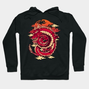 Red Japanese Dragon mythical creature culture history Hoodie